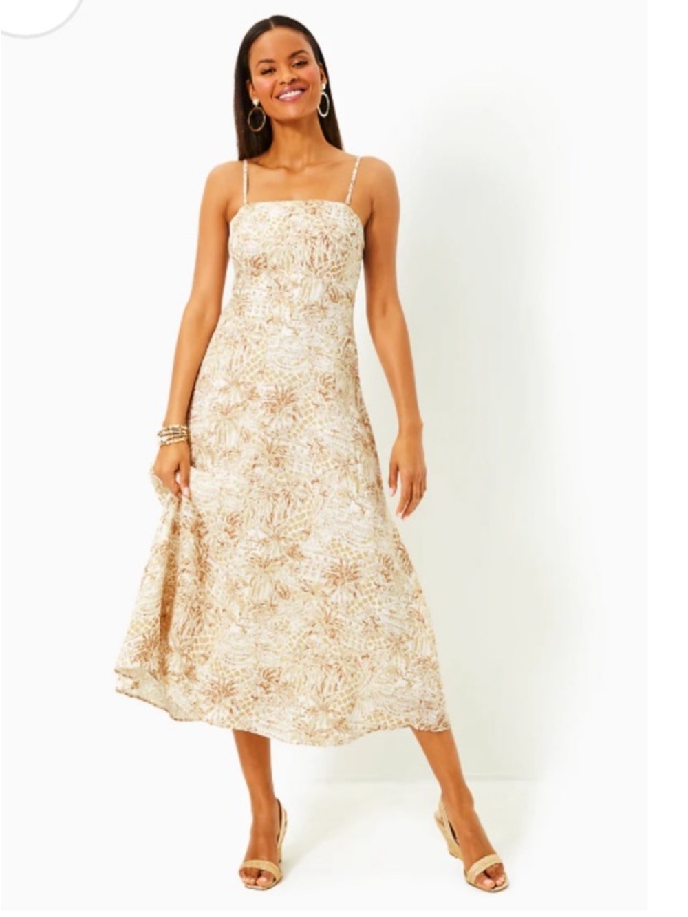NWT Lilly Pulitzer
JORGIAN LINEN MIDI DRESS, SAND BAR PALM BEACH PARADISE